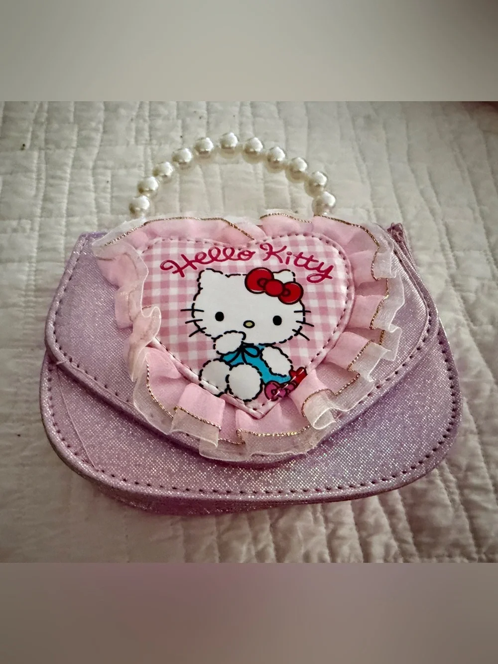 Little Girls Hello Kitty Adorable  Crossbody Handbag - Pink Glitter